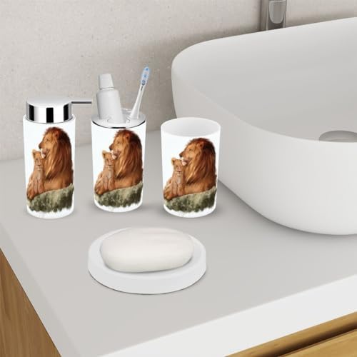 6 Piece Bathroom Accessory Set with Lion Design 1