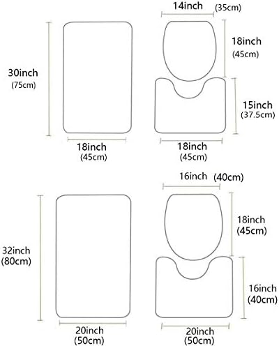 Wotrend Spring 3 Piece Bath Rug Set Modern Floral Linen Texture