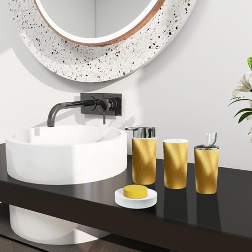 Boho Gold Texture 6-Piece Bathroom Accessory Set