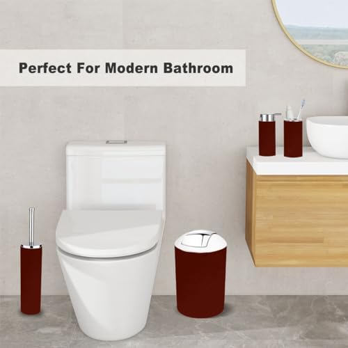 Bathroom Accessory Set 6 Piece Shiny Toothbrush Holder with Marble Design