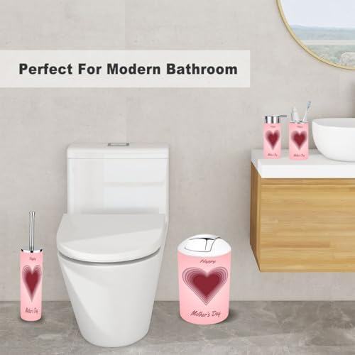 6 Piece Bathroom Accessory Set with Heart Design 1