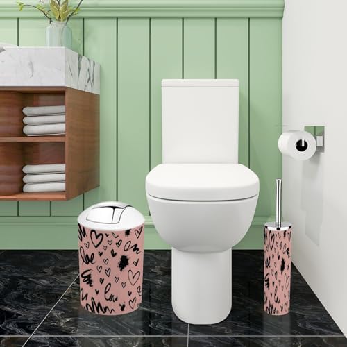 Boho Abstract Trash Can and Bathroom Accessories Set