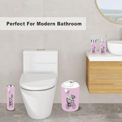 6 Piece Cute Bear Bathroom Accessory Set 1