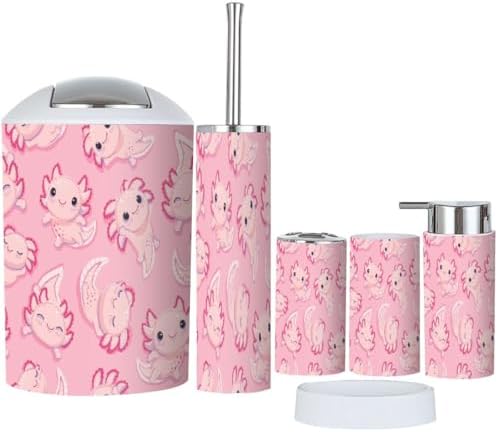 Cute Happy Baby Axolotls Bathroom Accessories Set