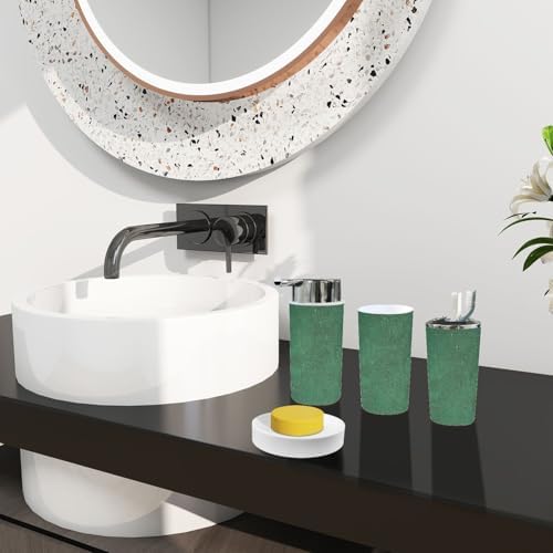 Boho Green Bathroom Accessory Set 6 Piece 1