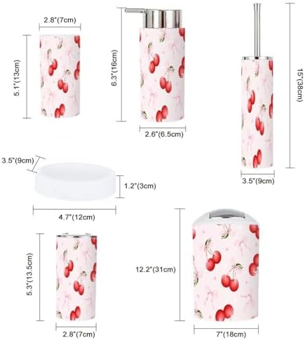 Valentine Coquette Cherry Bows Bathroom Accessory Set