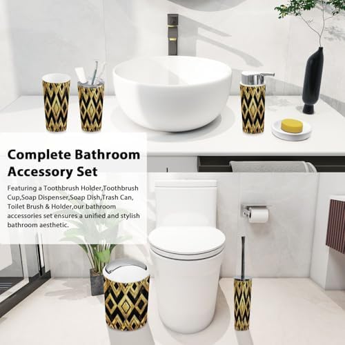 Bathroom Accessory Set 6 Piece Boho Gold Design