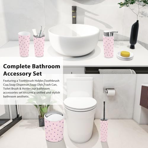 Boho Cute Tiny Flowers Bathroom Accessory Set 6 Piece