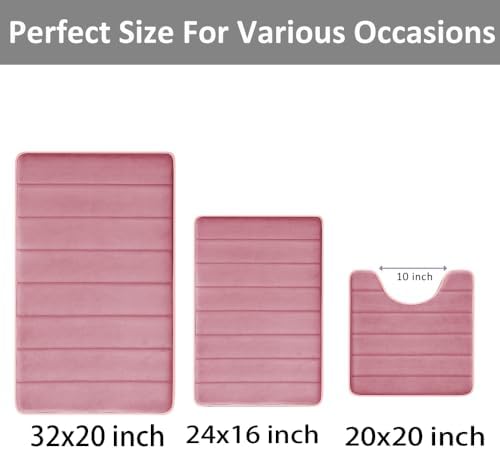 RUN HELIX 3-Piece Pink Bathroom Rug Set