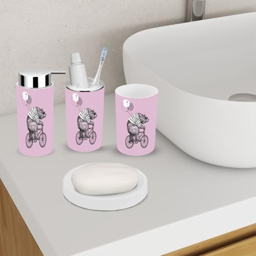 6 Piece Cute Bear Bathroom Accessory Set 1