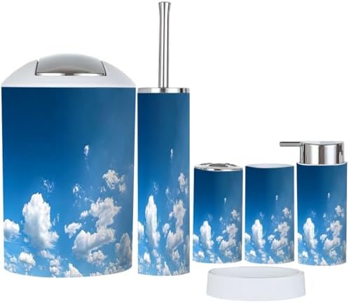 Boho Blue Sky 6-Piece Bathroom Accessory Set