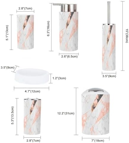 Boho Rose Gold Marble Bathroom Accessories Set 6 Piece 1