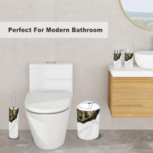 Modern 6-Piece Bathroom Accessory Set with Marble Design