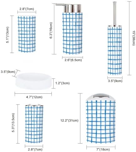 Boho Blue Bathroom Accessory Set 6 Piece