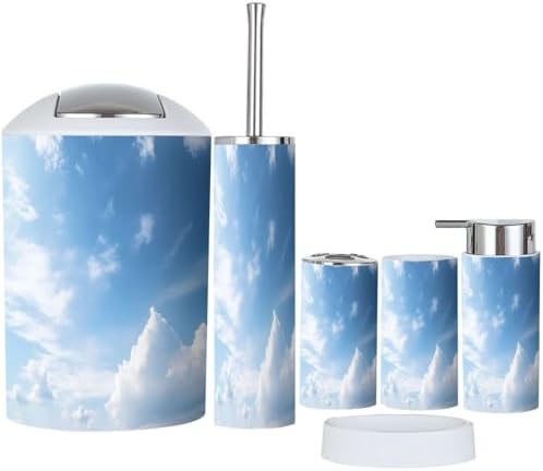 Boho White Bathroom Accessories Set 6 Piece