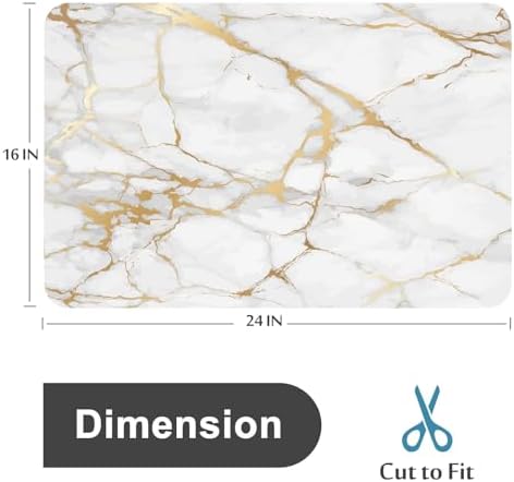 Mrcrypos Marble White Gold Bath Mat 16x24inch Non-Slip Quick Dry