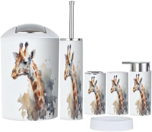 Watercolor Giraffe Bathroom Set 6 Piece