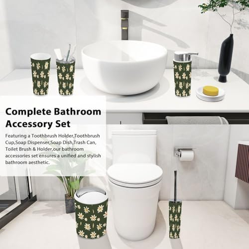 Boho Daisies Bathroom Accessory Set 6 Piece 1