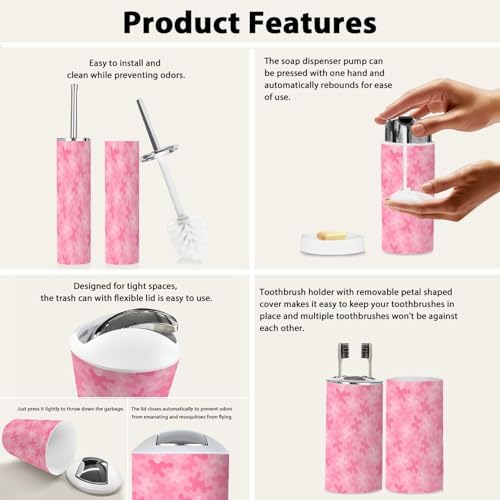 Boho Girly Bathroom Accessory Set 6 Piece