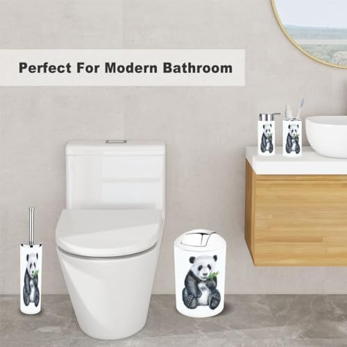Cute Panda Bamboo Bathroom Accessory Set 6 Piece