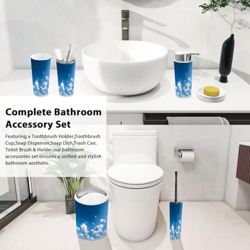 Boho Blue Sky 6-Piece Bathroom Accessory Set