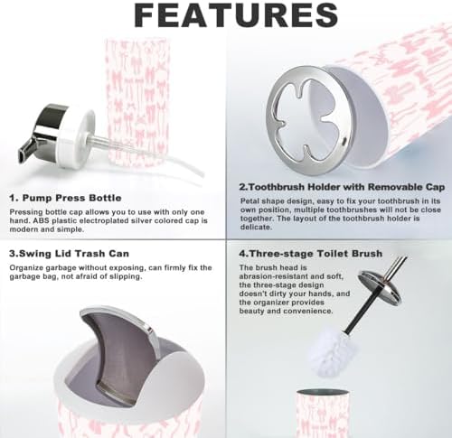 Cute Coquette Bathroom Accessory Set 6 Piece