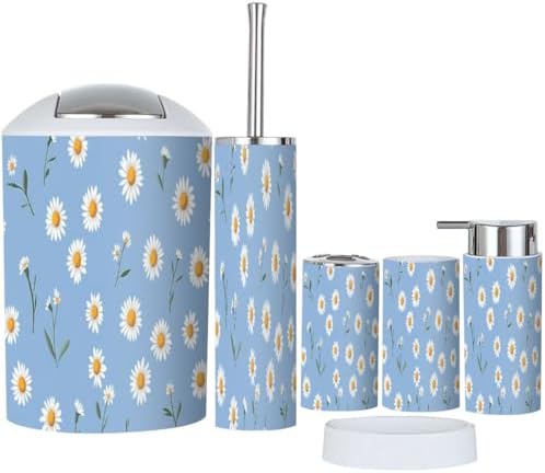 Boho Blue Bathroom Accessory Set 6 Piece 1