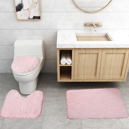 3-Piece Bathroom Rug Set - Super Soft Non-Slip Bath Mats