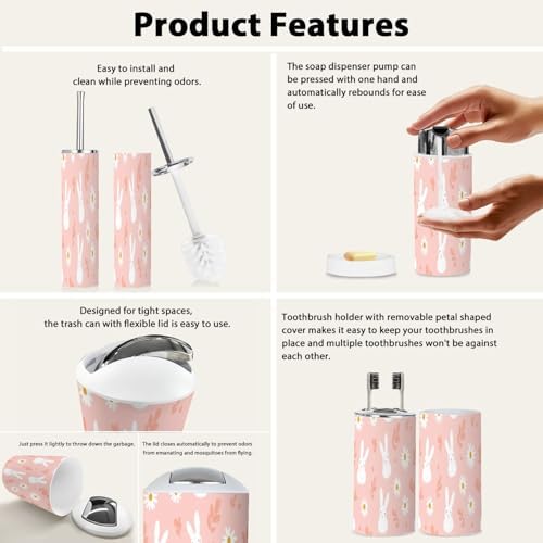 TRANQDEHOM 6-Piece Boho Bathroom Accessory Set 1