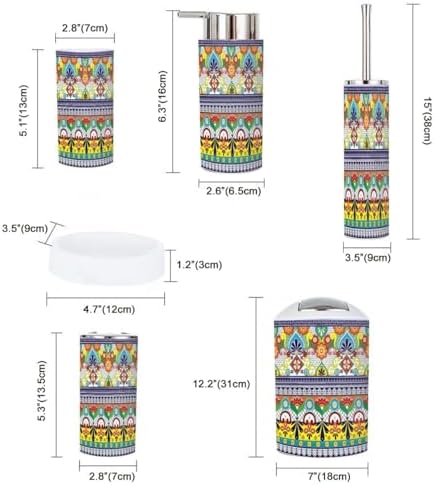 6 Piece Boho Bathroom Accessory Set with Talavera Decor