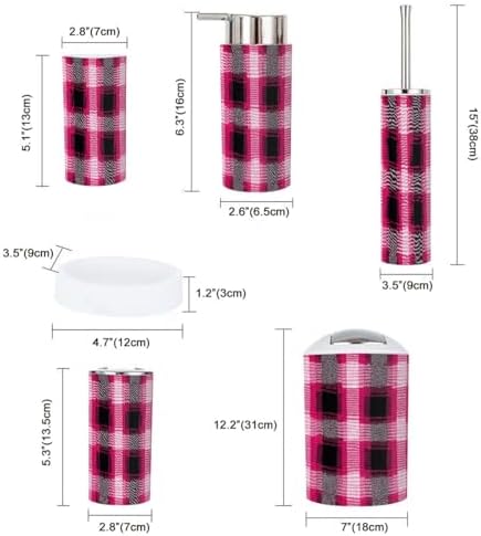 TRANQDEHOM 6-Piece Boho Pink Bathroom Accessory Set