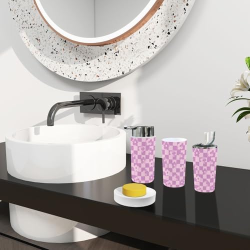 Boho Checkerboard Bathroom Accessory Set 6 Piece