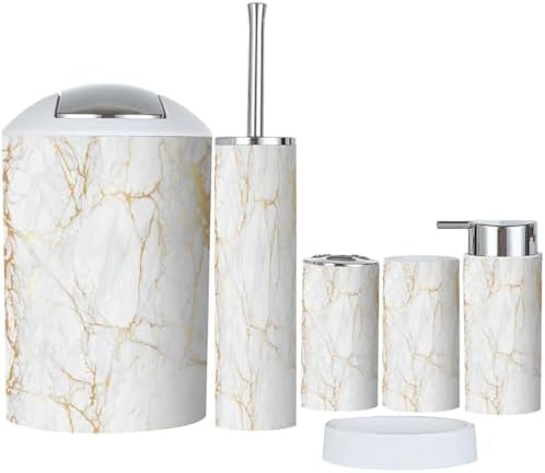 Boho Marble Bathroom Accessory Set 6 Piece