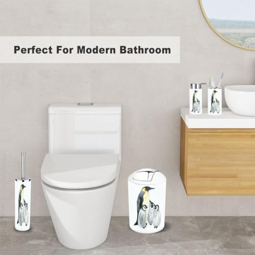 Penguins Bathroom Accessory Set 6 Piece White