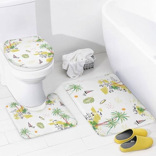 Kuizee 4-Piece Shower Curtain Set with Non-Slip Rugs 1