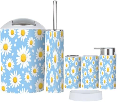 6 Piece Floral Bathroom Accessory Set 1