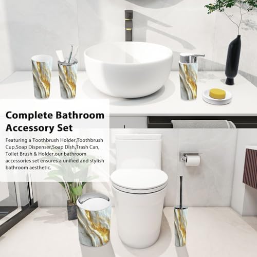 Boho Abstract Luxury Marble Bathroom Accessory Set 6 Piece