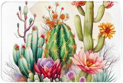 Cioroper 16x24in Non-Slip Bath Mat with Cactus Flowers Design