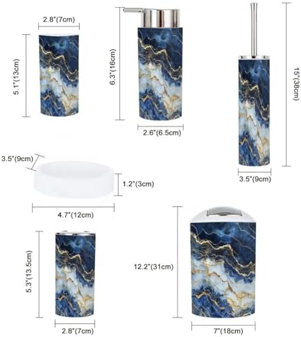 Modern 6-Piece Bathroom Accessory Set with Abstract Marble Design