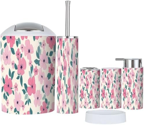 Boho Floral Bathroom Accessory Set 6 Piece