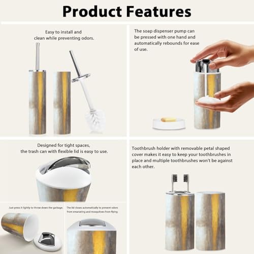 Boho Modern Bathroom Accessory Set 6 Piece