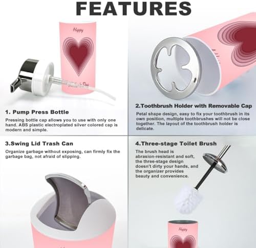 6 Piece Bathroom Accessory Set with Heart Design 1
