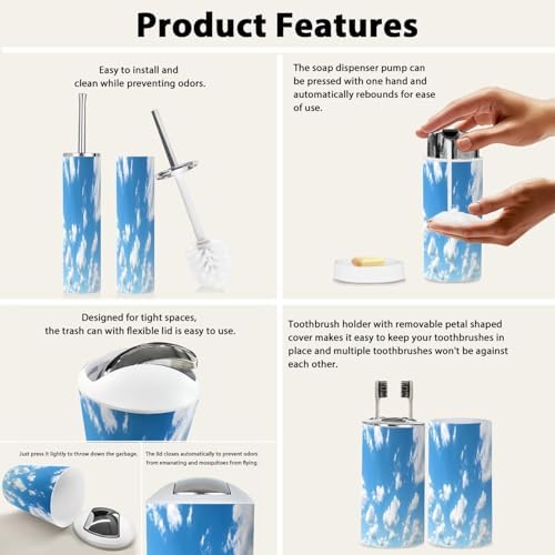 Boho Blue Sky 6-Piece Bathroom Accessory Set 1
