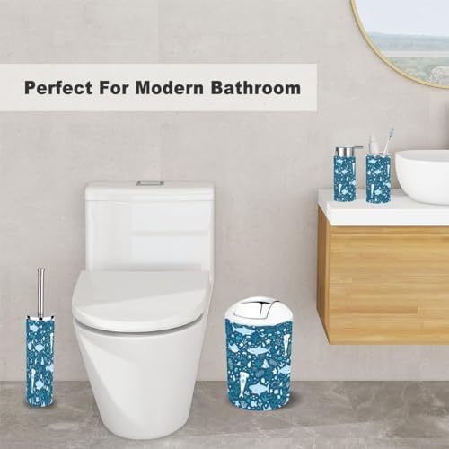 Cute Sharks Bathroom Accessory Set of 6
