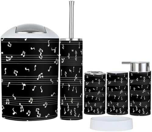 6 Piece Musical Notes Bathroom Accessory Set