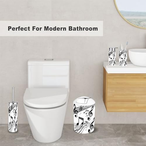 Bathroom Accessory Set 6 Piece Music Notes Design