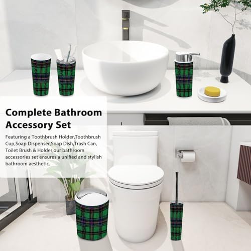 Boho Scottish Tartan Bathroom 6-Piece Accessory Set