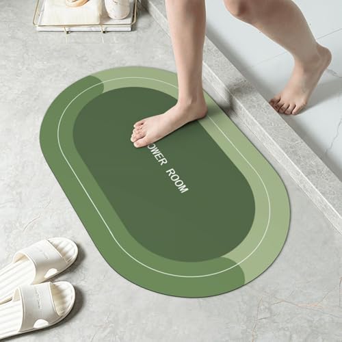 Bath Mat - Quick Dry Non Slip Rubber Backed 16x24 Green