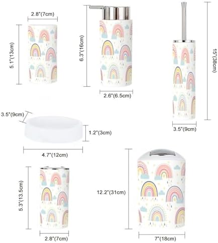 Bathroom Accessory Set 6 Piece Boho Rainbows Decor