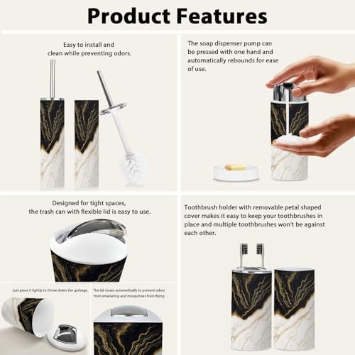 Boho Marble Bathroom Accessory Set 6 Piece 1